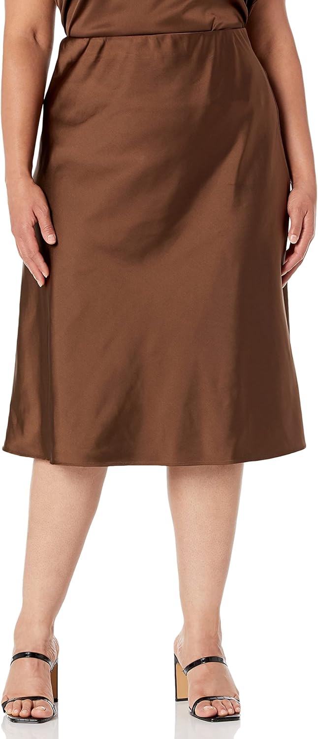 The Drop Damen Maya Rock, seidiger Slip-Skirt-Stil L Kaffee, L Kaffee