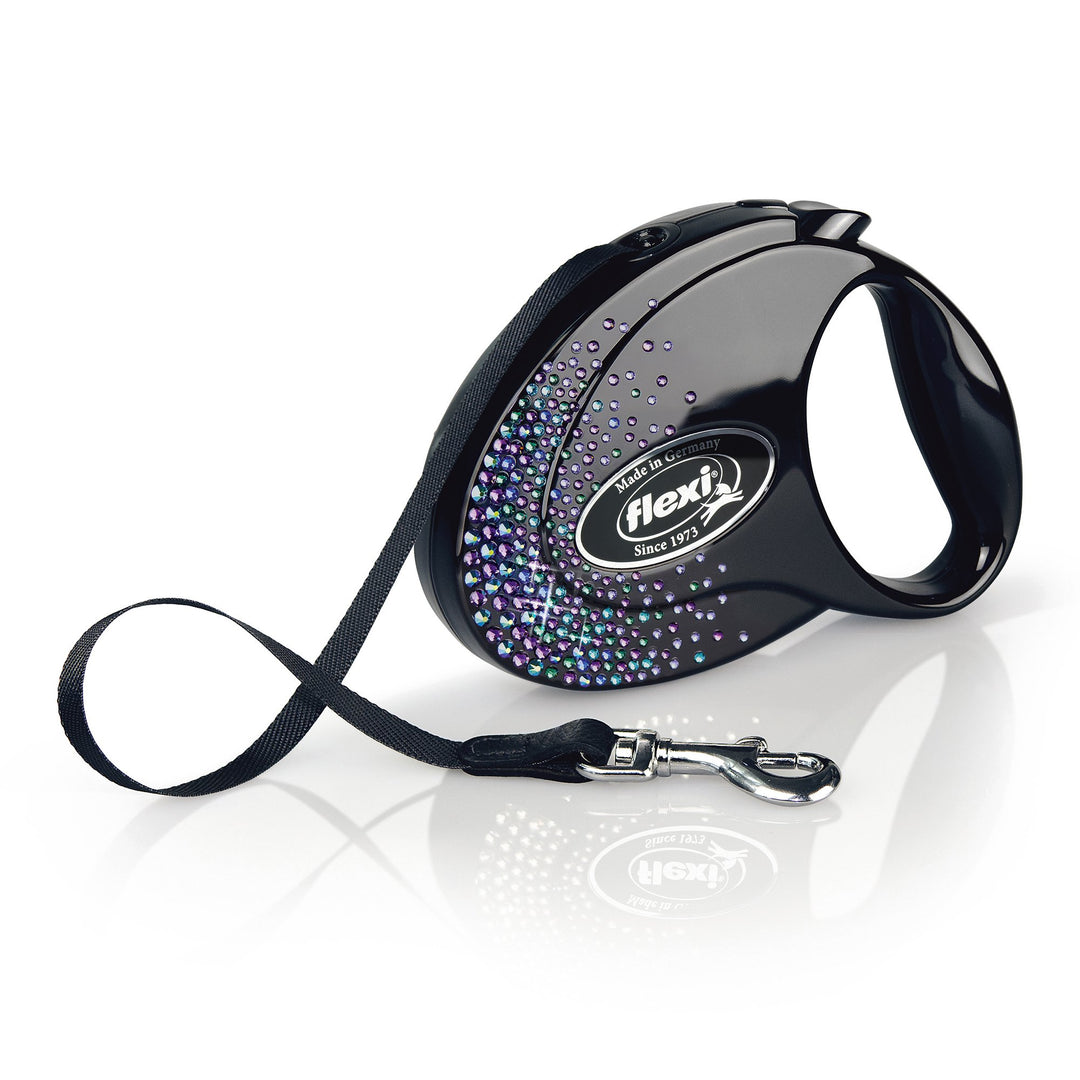 flexi glamouröse Hundeleine, Splash Mystic, Grösse M, 5m, Multi, small Medium (5m) Schwarz, Medium (