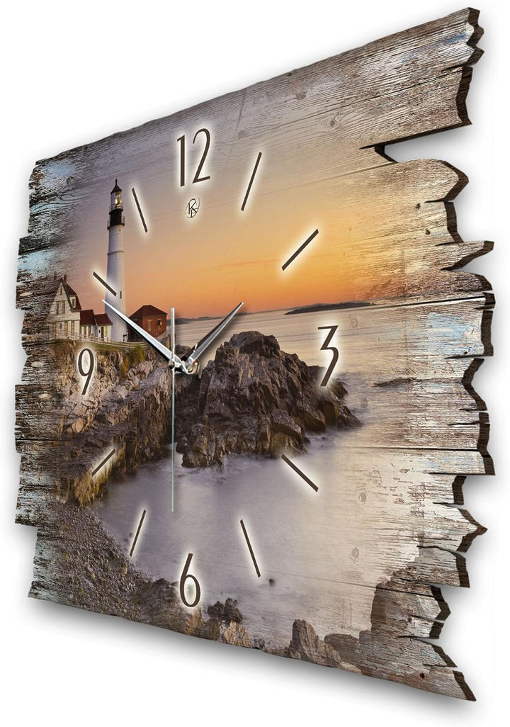 Kreative Feder Pferd Reiten Shabby Style Designer Wanduhr Uhr aus Holz *Made in Germany leise ohne T