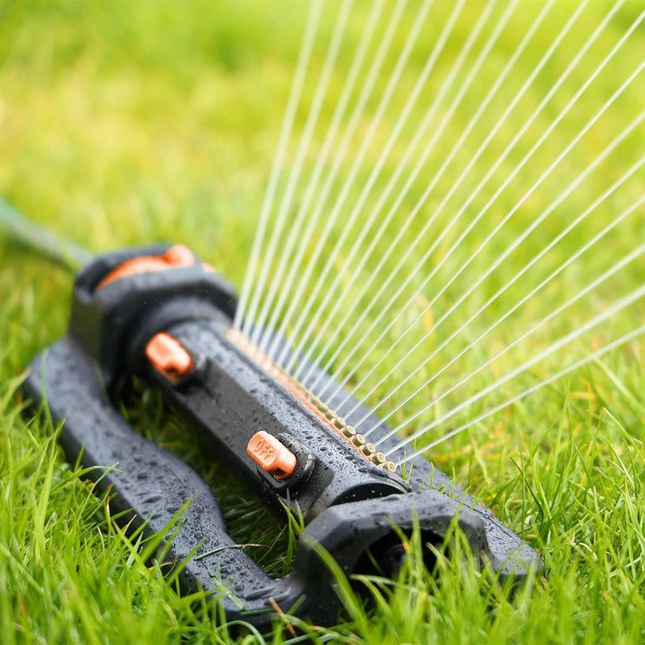 RESTMO Rasensprenger für 4200 m², mit 19 Düsen & Gewichtssockel, Gartensprinkler-System mit Einstell