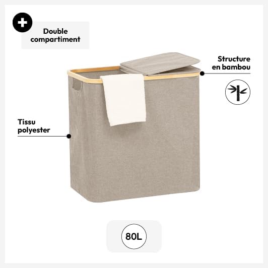 5five - wäschekorb "tidy box" 80l faltbar doppelt grau