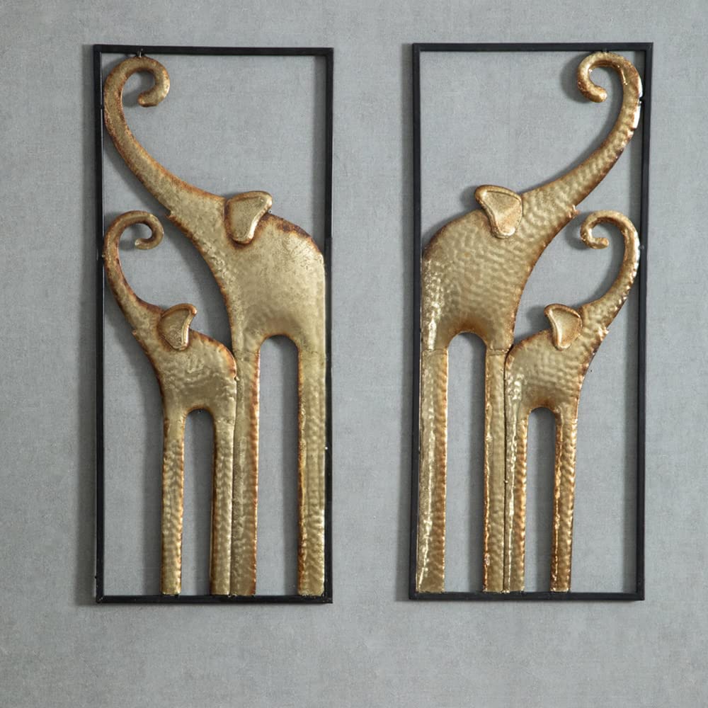 HKaikzo Elefanten-Wanddekoration, afrikanische Wanddekoration, goldener Elefant, Wandkunst, Tierdeko