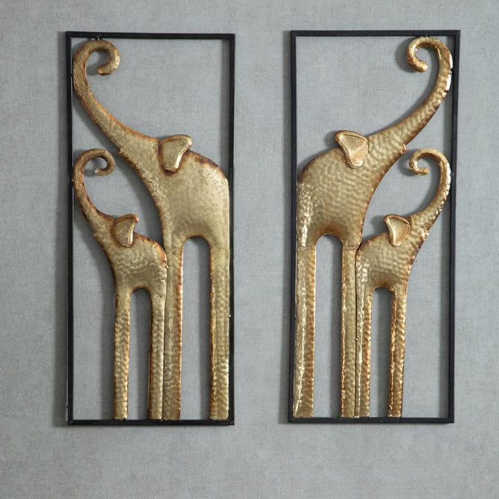 HKaikzo Elefanten-Wanddekoration, afrikanische Wanddekoration, goldener Elefant, Wandkunst, Tierdeko