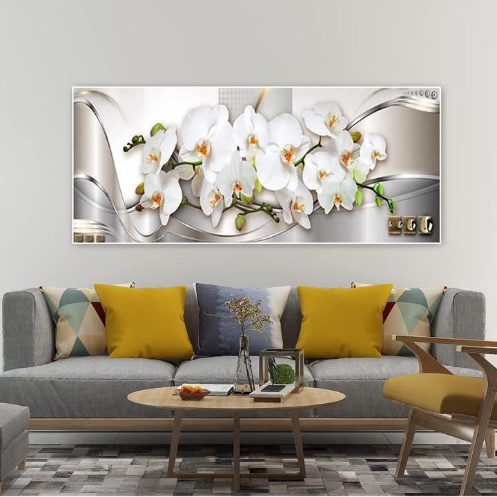 Diamantmalerei, Orchideen, grosse Bilder, 110 x 50 cm (innen 104 x 44 cm), Zahlenmalen, Orchideen, M