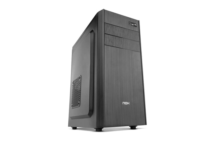NOX PC Case LITE010 -NXLITE010- PC-Gehäuse, gebürstete Front, 500W ATX-Netzteil vorinstalliert, komp