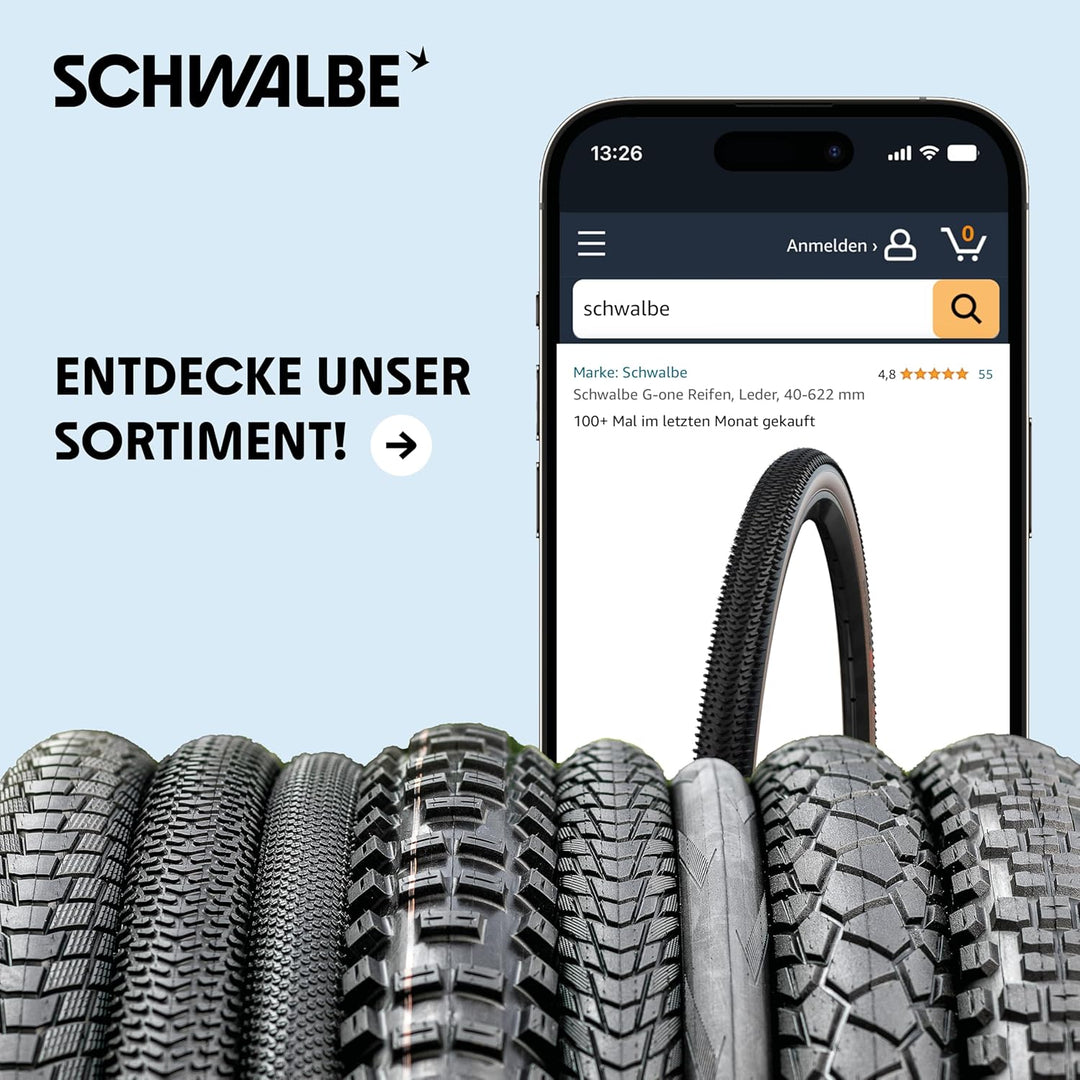 Schwalbe Art: Uni Marathon Plus steif Fahrradreifen 26 x 1.3/8 Schwarz, 26 x 1.3/8 Schwarz