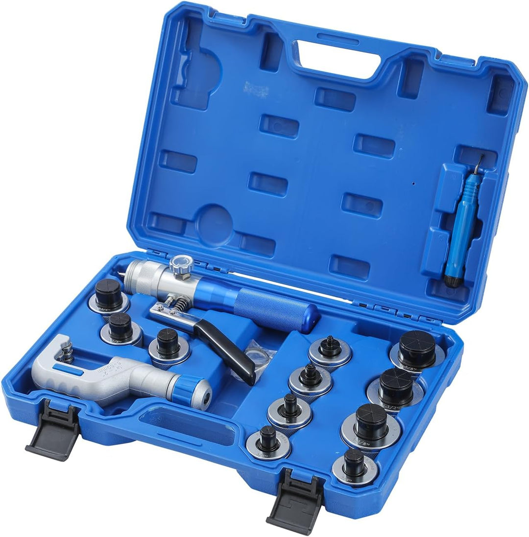 KATSU Hydraulischer Rohraufweiter Bördelwerkzeugsatz 3/8"- 1-5/8" O.D.Tubing mit 11 Köpfen für Weich