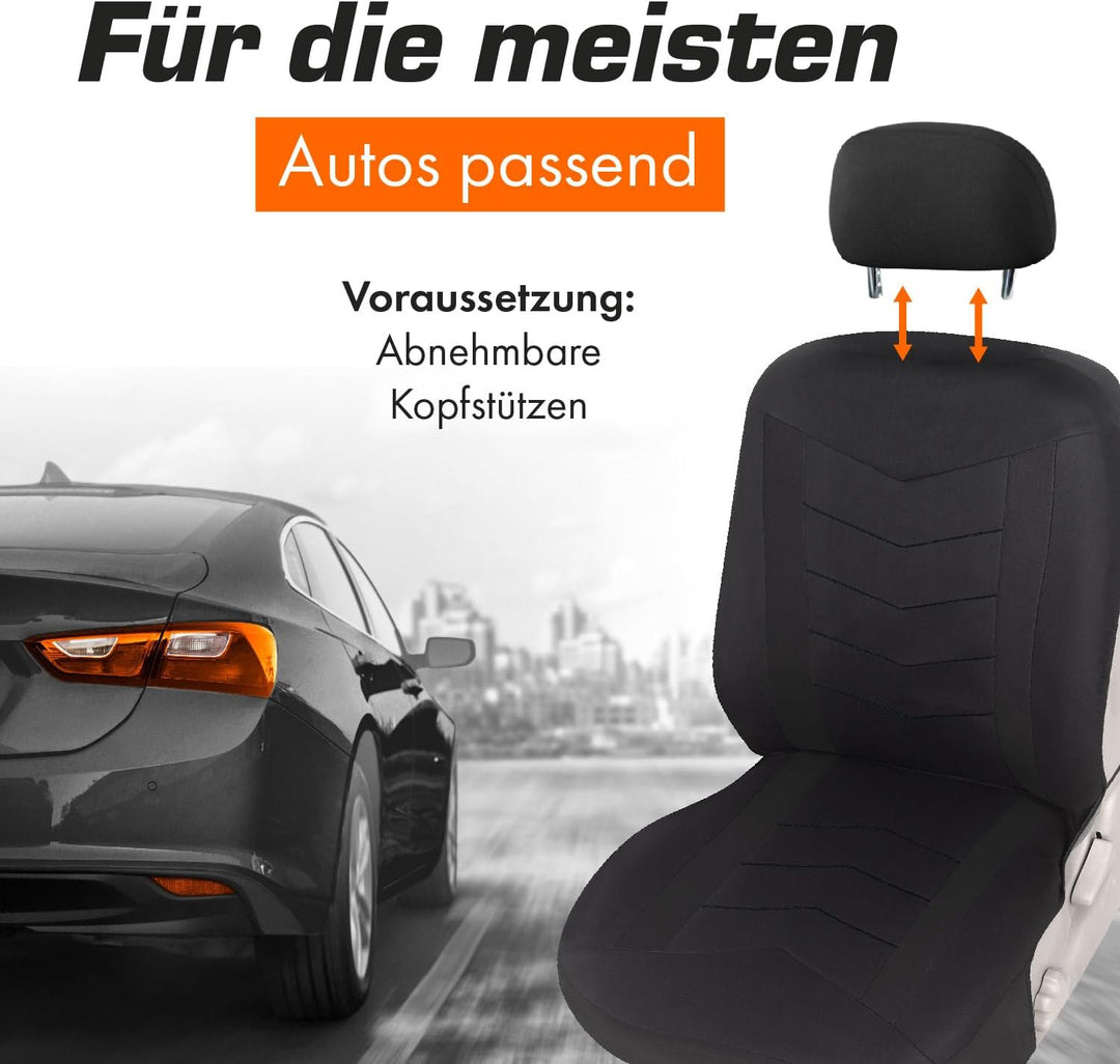 Upgrade4cars Auto-Sitzbezüge Set Universal schwarz | Auto-Schonbezüge Vordersitze &amp; Rückbank | Auto-