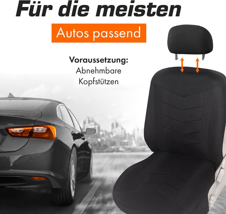 Upgrade4cars Auto-Sitzbezüge Set Universal schwarz | Auto-Schonbezüge Vordersitze &amp; Rückbank | Auto-