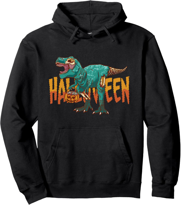 Zombie T-Rex Trick or Treat | Halloween Dinosaurier Grafik Pullover Hoodie