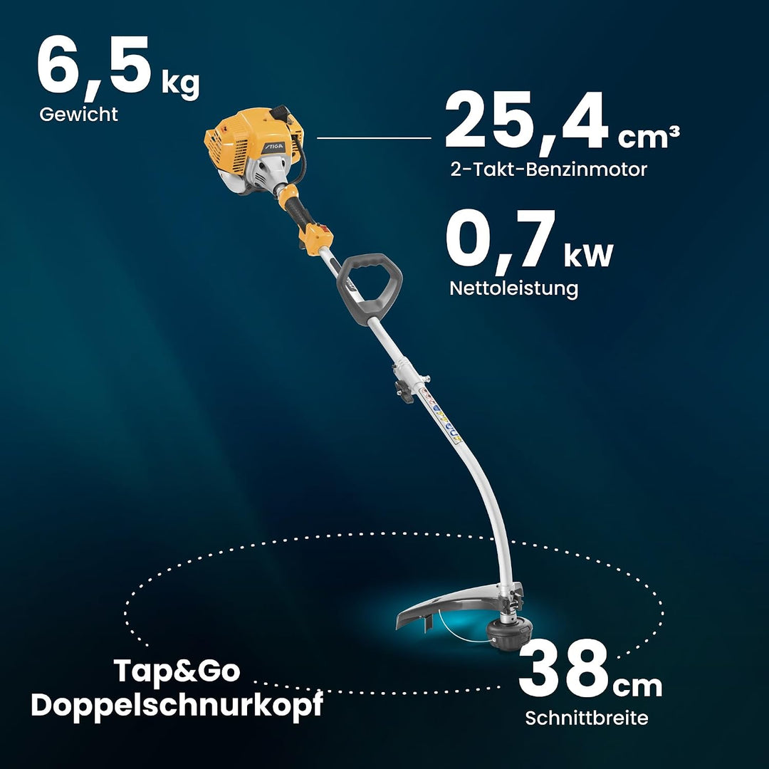 STIGA Benzin Motorsense GT 330 A (700 W), Schnittbreite 38cm, Doppelfaden-Trimmerkopf mit Tap&Go-Tec