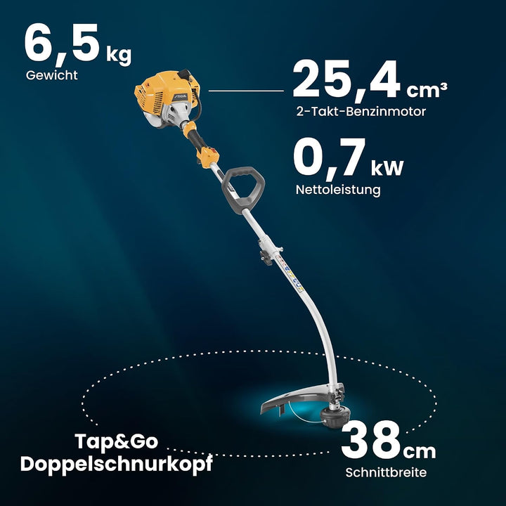 STIGA Benzin Motorsense GT 330 A (700 W), Schnittbreite 38cm, Doppelfaden-Trimmerkopf mit Tap&Go-Tec