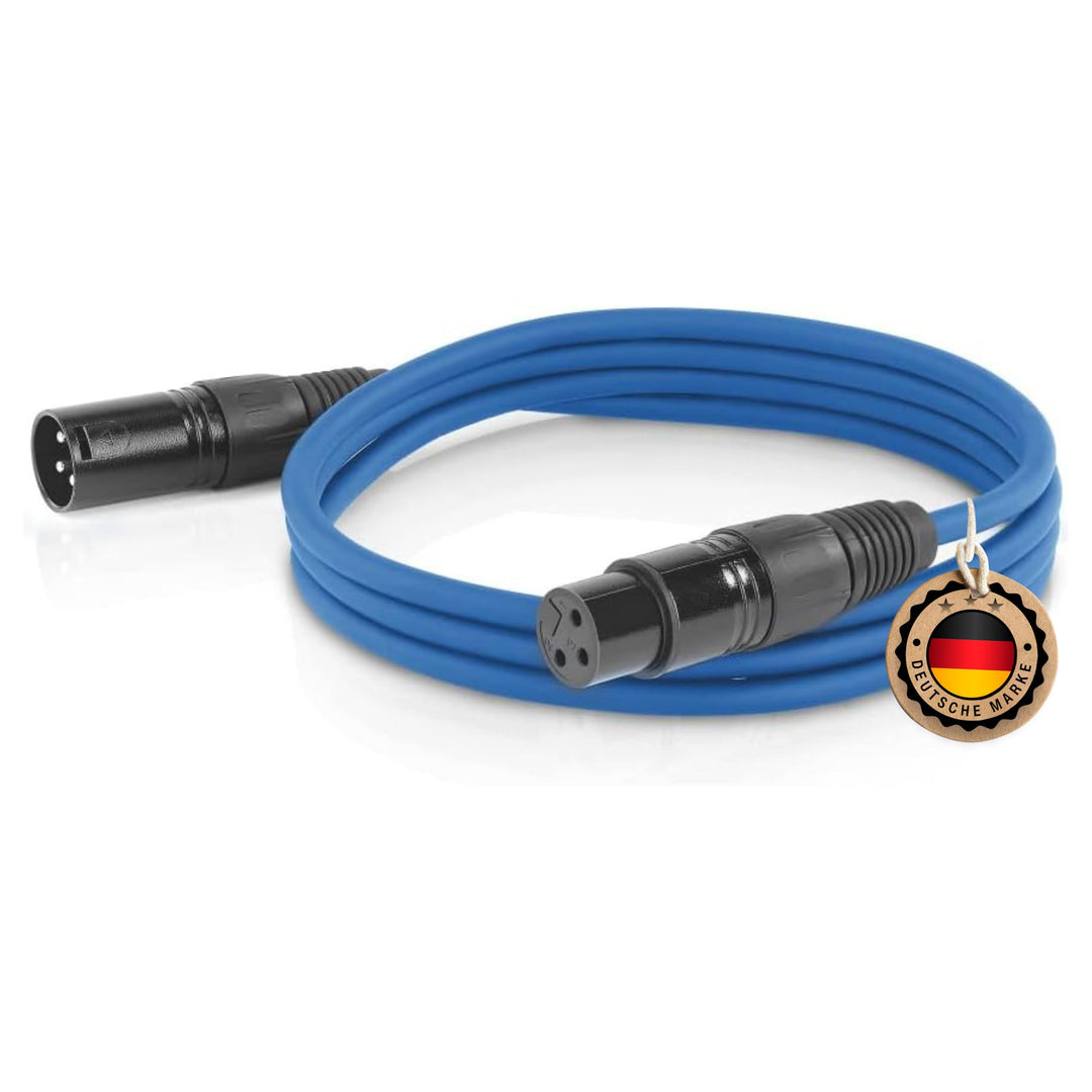 ETEC, XLR-Kabel, Mikrofon-Kabel, XLR-Stecker auf XLR-Buchse, XLR-Verbindungs-Kabel, blau, 20,0 m 20,