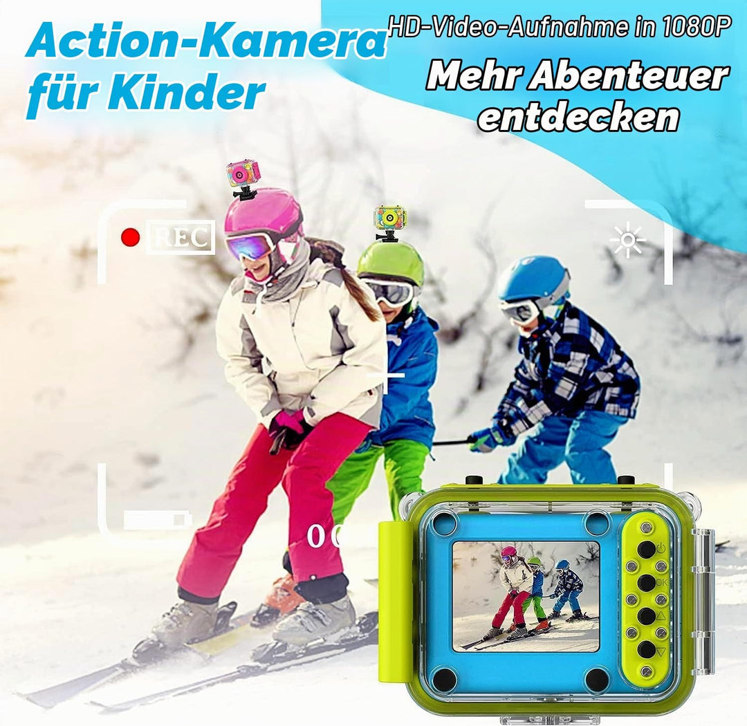 CHAKEYAKE Kinderkamera, 1080P HD Digitalkamera Kinder, Fotoapparat Wasserdicht Kamera Kinder für Out