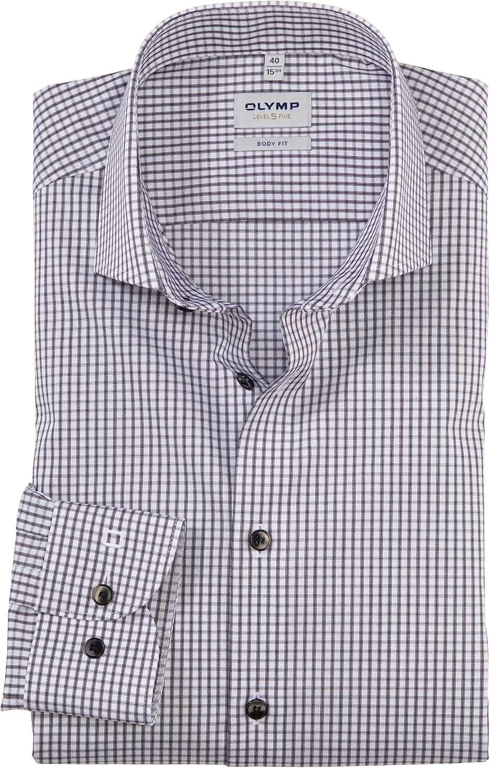 OLYMP Herren Businesshemd Langarm Level Five,Gitter Karo,Body fit,Royal Kent 44 Schwarz 68, 44 Schwa