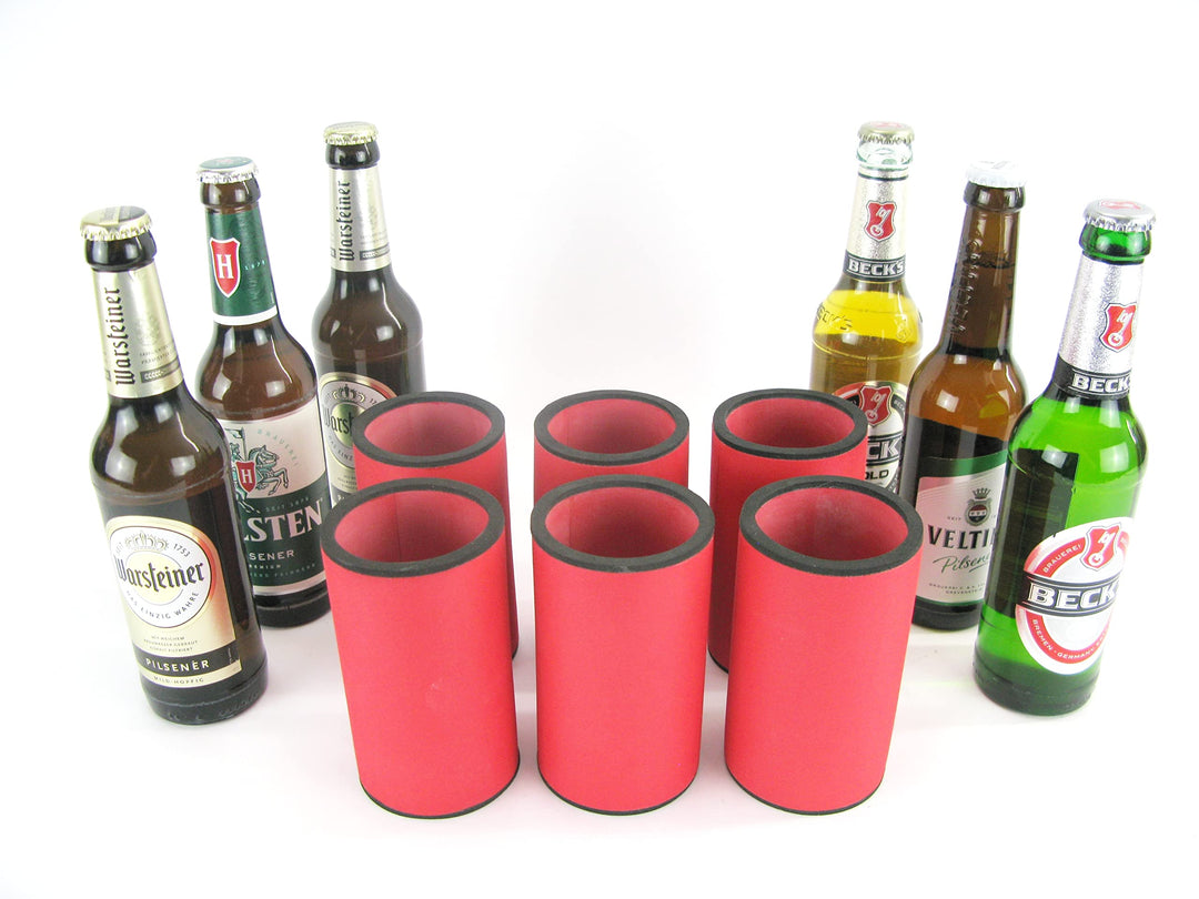 6X Rote Getränkekühler - Bierkühler - Flaschenkühler für Langen 0,33L Bierflaschen aus bestem 5-6mm