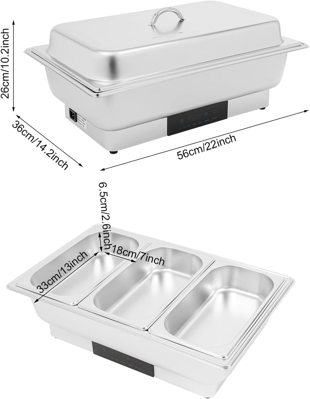 600W Chafing Dish Elektrisch Buffetwärmer Elektrisch Warmhaltebehälter Essen Wärmebehälter für Speis