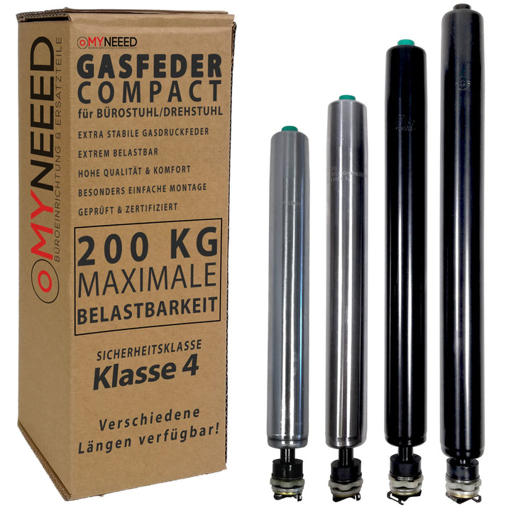 MYNEEED Gasdruckfeder Bürostuhl Ersatzteile Compact - Ersatz Gasfeder bis 200 kg für Drehstuhl Chefs