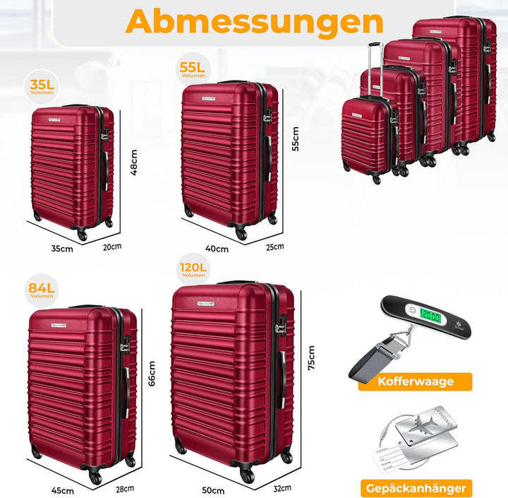 KESSER® 4tlg. Hartschalenkofferset Hard Shell Basic Hartschalenkoffer Trolley Koffer Reisekoffer Rei