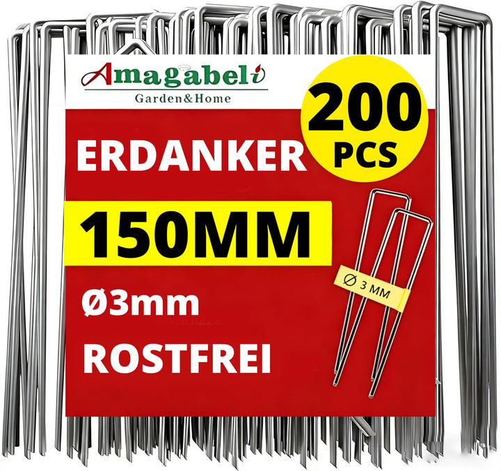 Amagabeli Anti-Rost Erdanker Aus Gehärtetem Stahl Gartenheftklammern Bodenanker für Unkrautvlies Gar