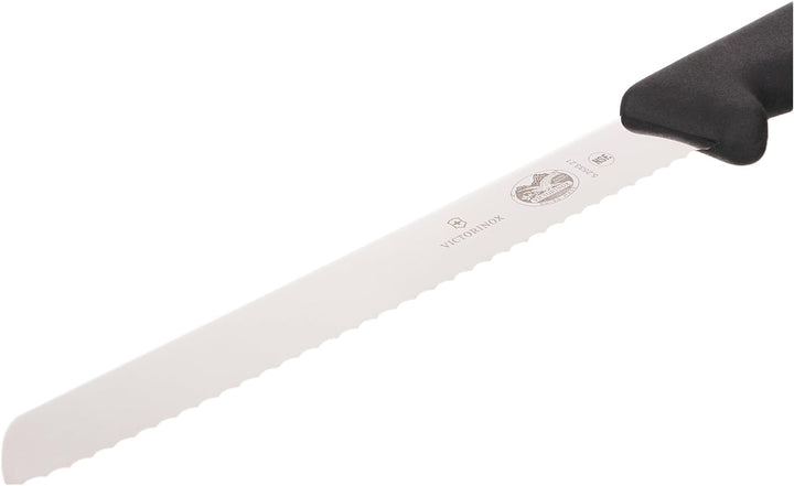 Victorinox Fibrox Brotmesser mit Wellenschliff, Extra Scharfe Klinge, Rostfreier Stahl, Spülmaschine