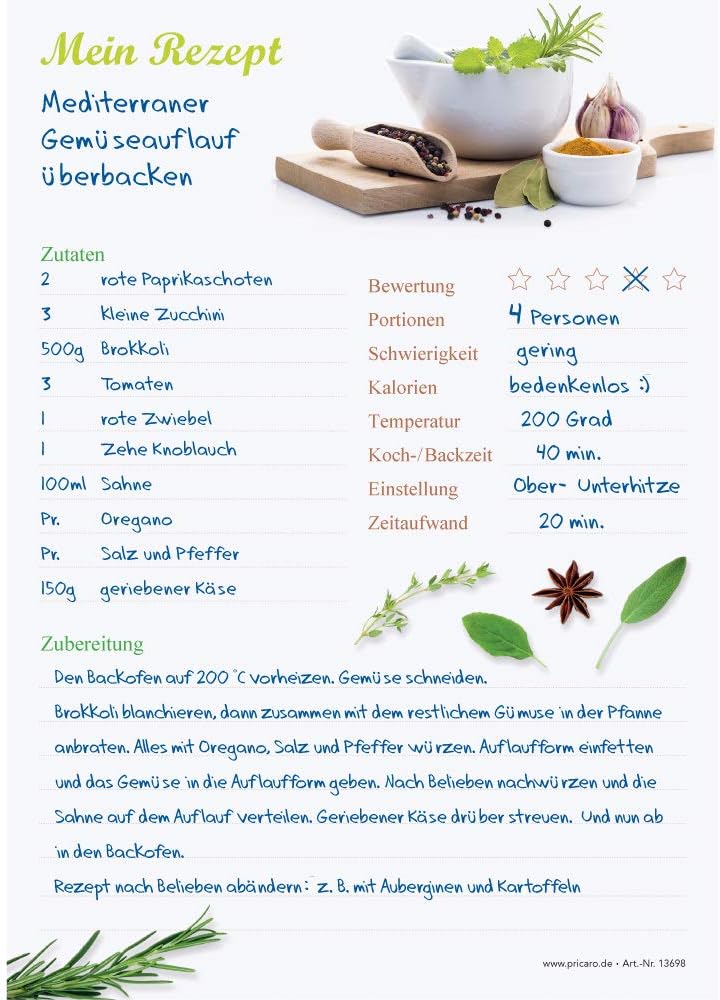 PRICARO Rezeptordner mit Rezeptblock "Gewürze", A5