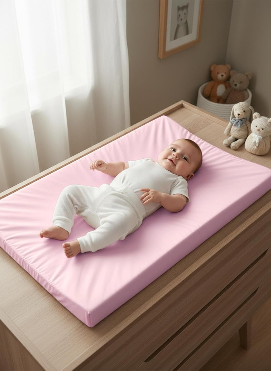 TupTam Abwischbare Wickelauflage, Farbe: Altrosa solid, Grösse: 70 x 50 cm 70 x 50 cm Altrosa solid,