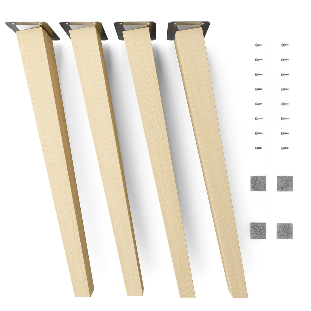 sossai® Holz-Möbelfüsse - Clif Square | Natur (unbehandelt) | Höhe: 45 cm | HMF4 |eckig, konisch (sc
