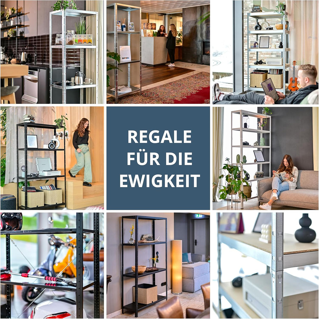 Schulte Regalwelt Lagerregal mit 4 PowerMAX-Fachböden, 137x75x30cm Regalsystem, Steckregal mit einfa