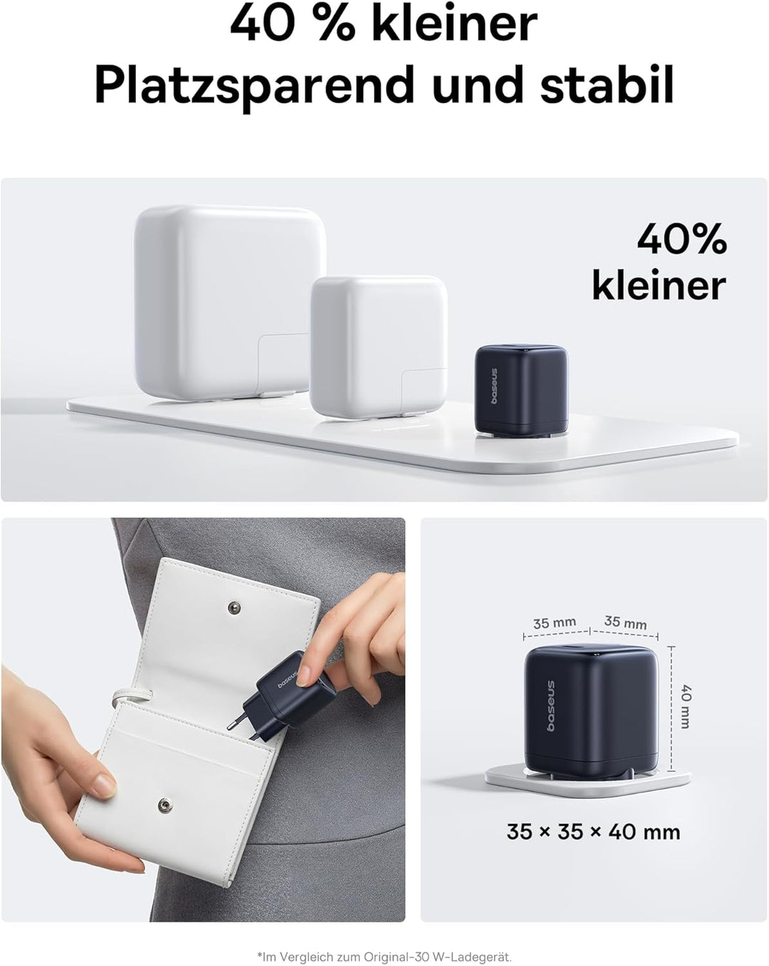 Baseus Enerfill 45W USB C Ladegerät GaN Schnellladegerät mit 1m Schnellladekabel, PPS PD Netzteil fü