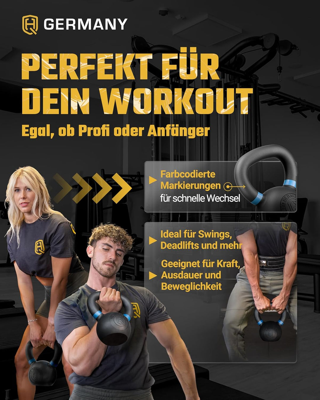 HQ Germany® Powdercoat Kettlebell | Vollguss | 2-32kg | Starter-Sets | ±2,0% Gewichtstoleranz 06KG,