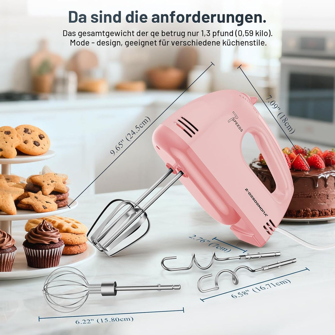 Elektrischer Handmixer, Kleine Lebensmittelmischer 7 Geschwindigkeiten Handmischer, 304 * (1 * Whisk