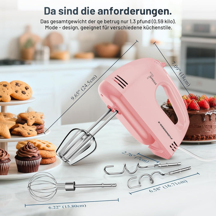 Elektrischer Handmixer, Kleine Lebensmittelmischer 7 Geschwindigkeiten Handmischer, 304 * (1 * Whisk