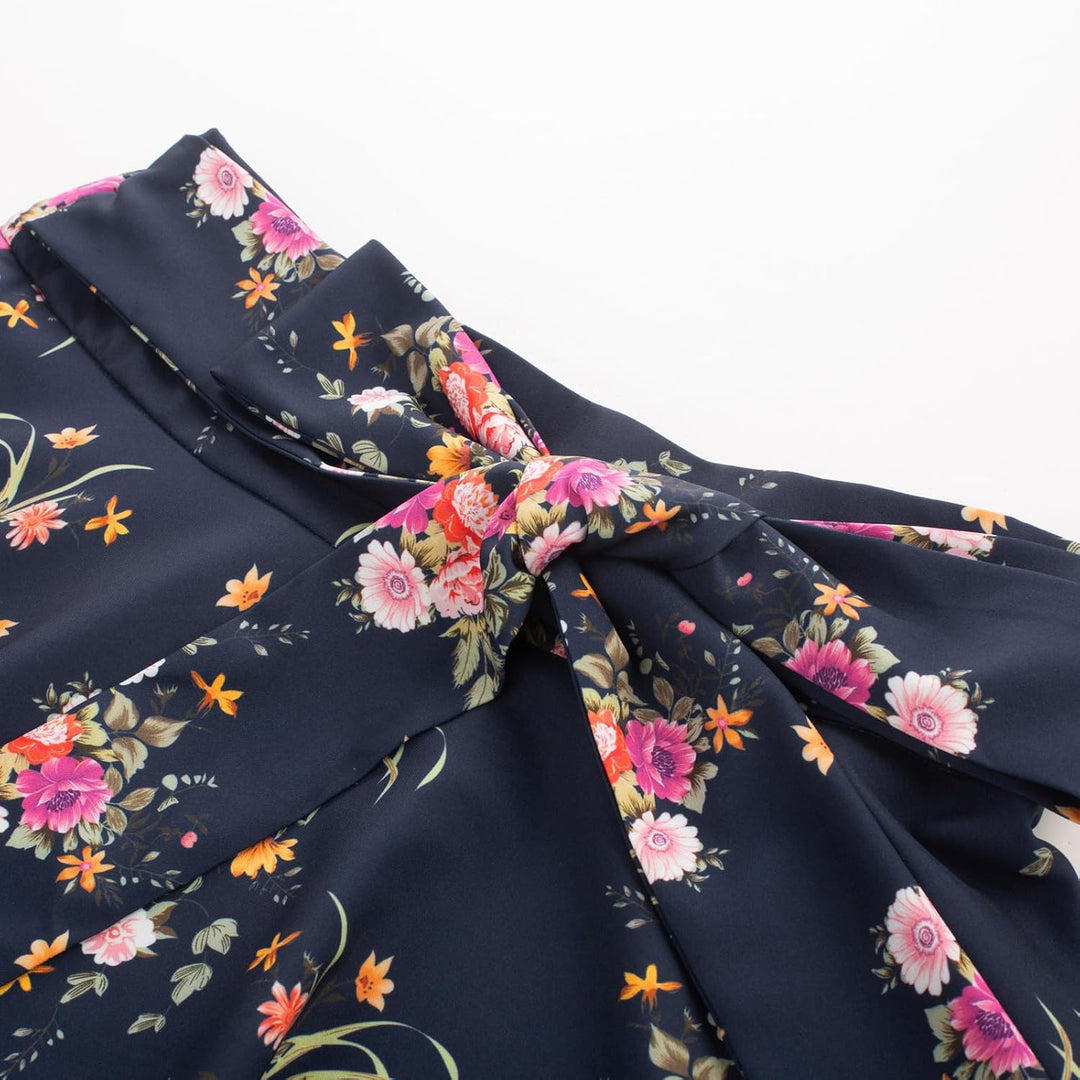 Belle Poque Damen Swing Rock 50s Retro Vintage Rockabilly Knielang Festliche Röck mit Gürtel Faltenr