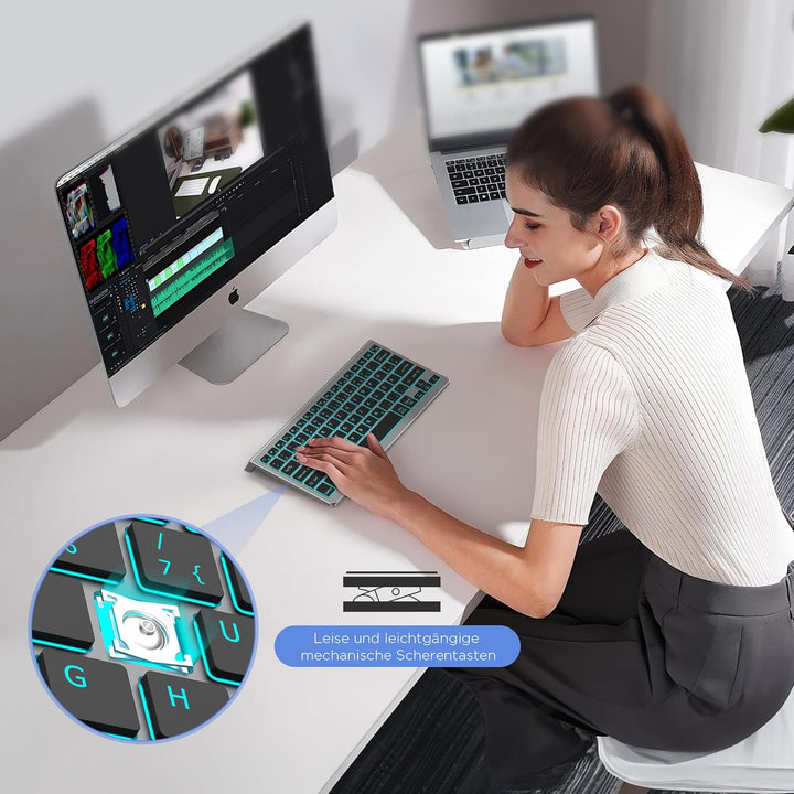 CACOE Deutsche Bluetooth Tastatur Kompatibel Mit iPad A16/10/iPad Air/Pro Tastatur Kompatibel Mit IO
