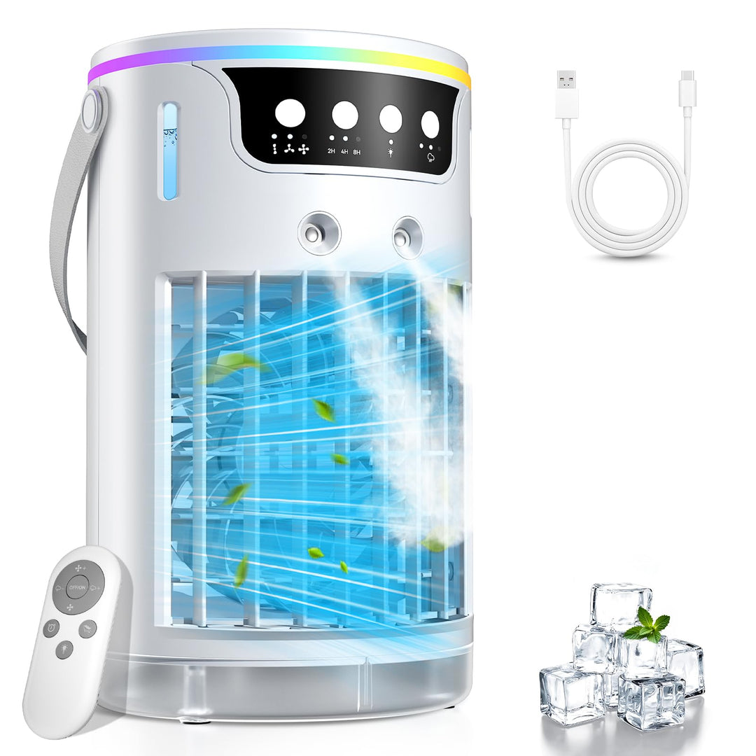 Mobile Klimaanlage, USB 4 In1 Mobile Klimagerät mit 3 Stufe Eis-Kühlnebel, Für Büro Zimmer und Schre