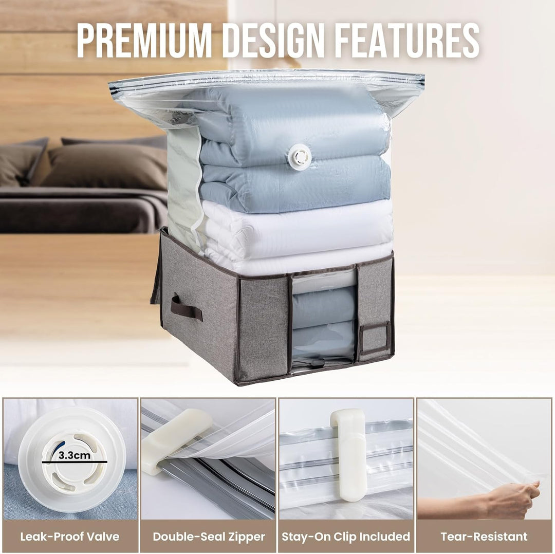TAILI akuumbeutel für Kleidung mit Aufbewahrungsbox 2 in 1 Design 40 x 42 x 25 CM Vakuumbeutel für B