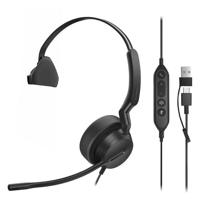 Yealink UH42 USB Mono Headset mit Geräuschunterdrückendem Mikrofon Kabelgebundenes Headset mit USB-C