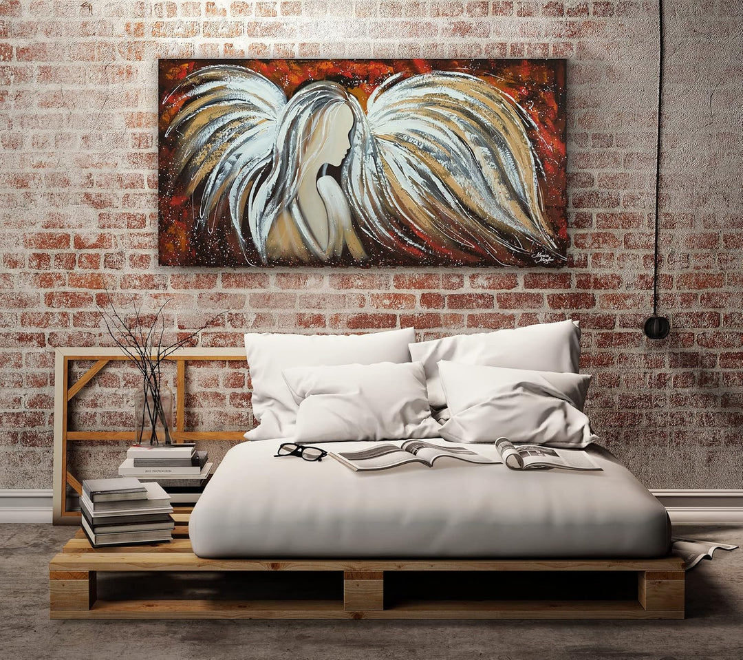 Monica Mirafiori I 100% HANDGEMALT I Gemälde Engel 100x50cm | Gemälde Handgemalt | Acrylgemälde | Se