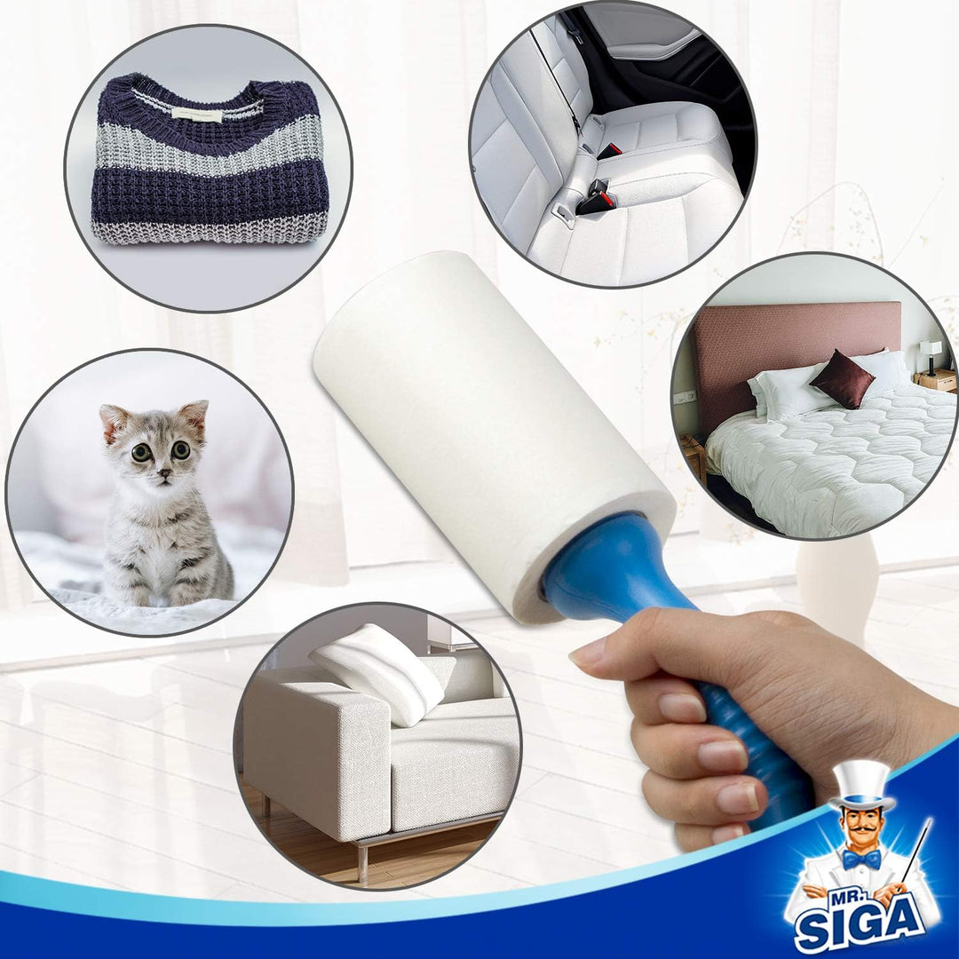 MR.SIGA Extra Sticky Lint Roller,Fusselrolle Fusselentferner Tierhaar-Fusselroller mit einfachen Auf
