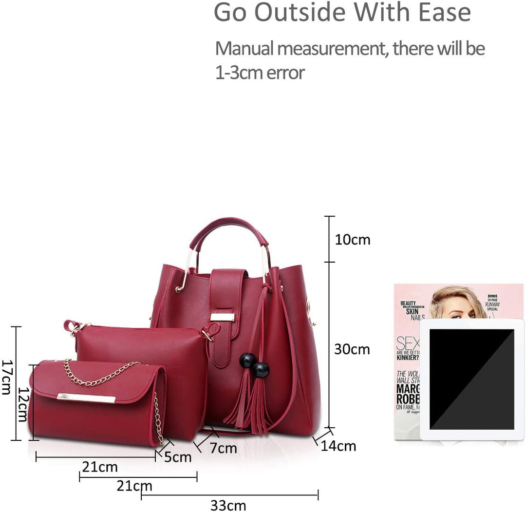 NICOLE & DORIS Damen Handtaschen 3 Stück Taschen für Damen Kette Tasche Top-Griffe Schultertaschen P
