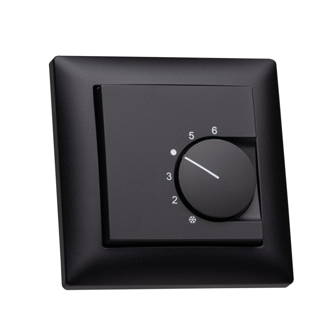 Raumthermostat schwarz mit Busch Jäger Balance SI 1-Fach Rahmen 1721-915 schwarz + Abdeckung 55x55mm