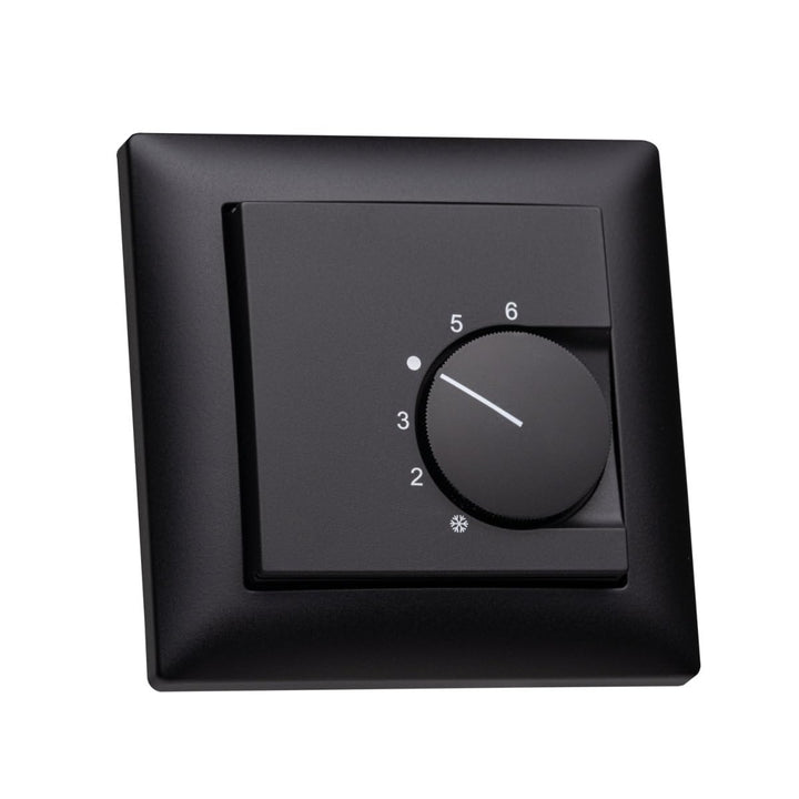 Raumthermostat schwarz mit Busch Jäger Balance SI 1-Fach Rahmen 1721-915 schwarz + Abdeckung 55x55mm
