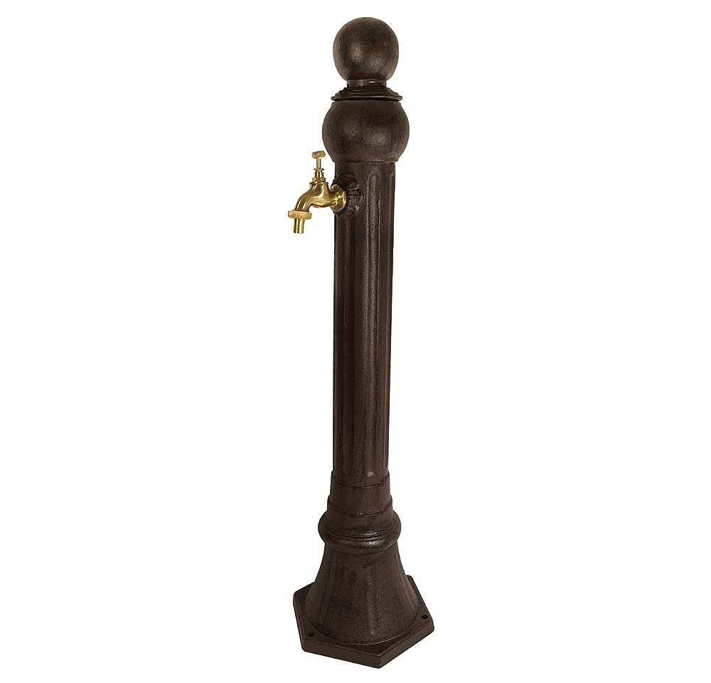 zeitzone Wasserzapfsäule Wasserzapfstelle für Garten Standbrunnen Antik-Stil Braun 85cm