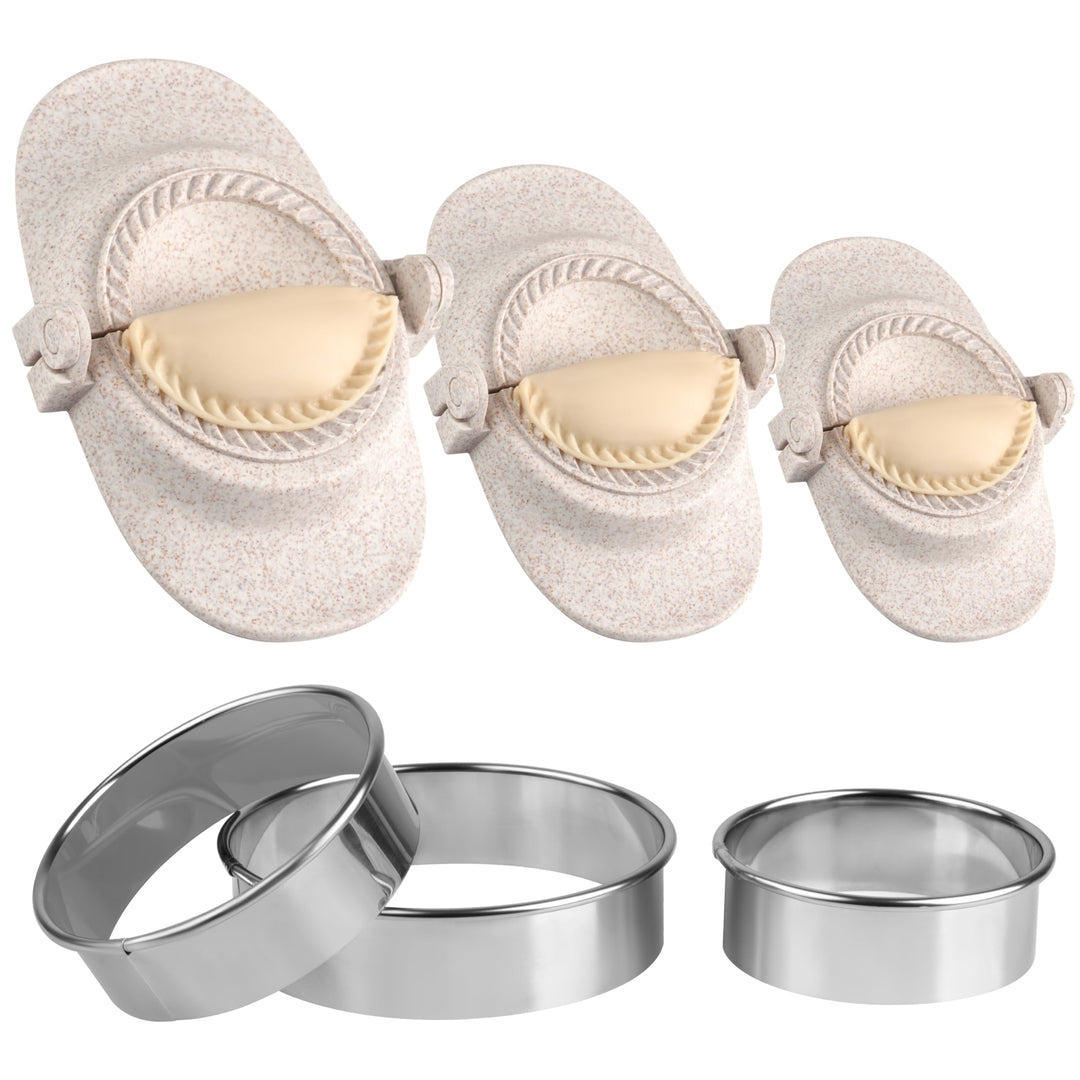 Winter Shore Dumpling Maker & Empanadas Maker Set mit Rundem Dough Cutter [3 Grössen] - Ravioli Make