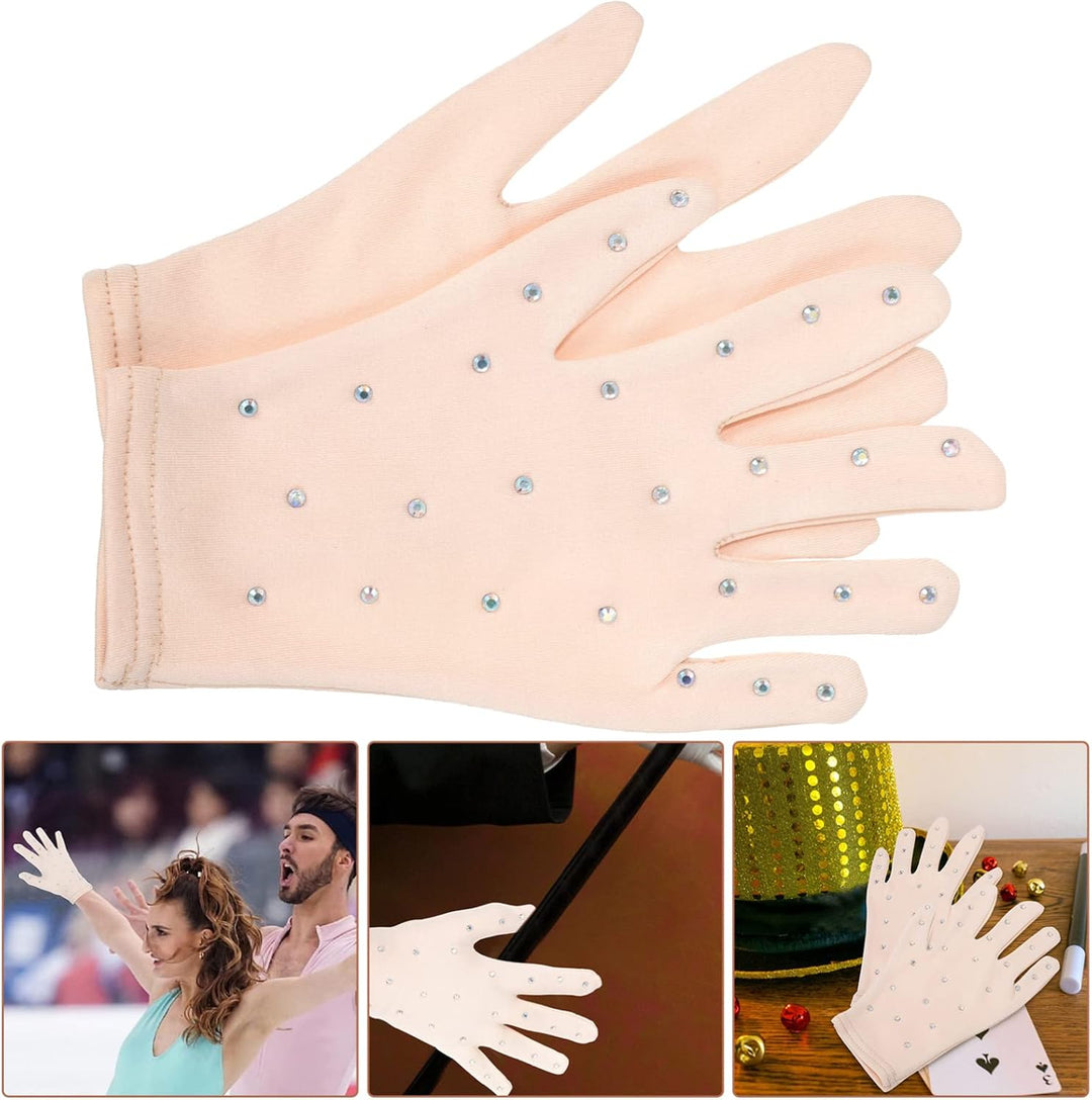 BESPORTBLE 1 Paar Eiskunstlauf-Handschuhe Mit Kristallen -Wettkampfhandschuhe Glitzernde Strassverzi