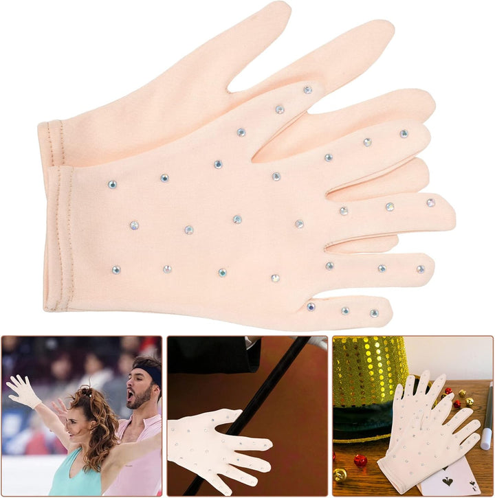 BESPORTBLE 1 Paar Eiskunstlauf-Handschuhe Mit Kristallen -Wettkampfhandschuhe Glitzernde Strassverzi
