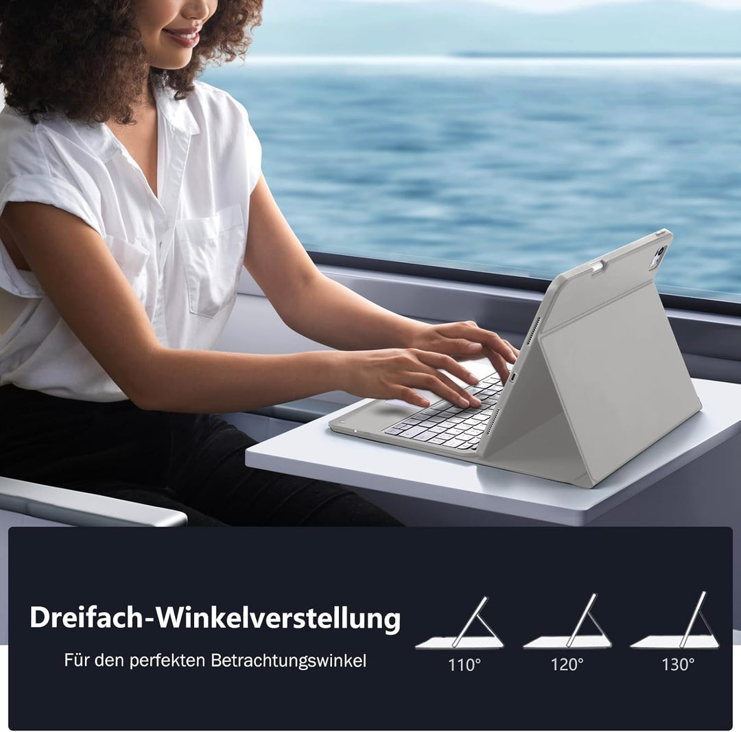 Vobafe Hülle mit Tastatur für iPad Pro 13 Zoll M5/M4 (2025/2024), Multi-Touch Trackpad Hochwertige P