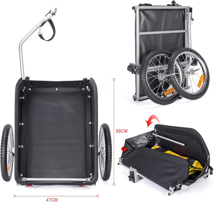 CXWXC Fahrradanhänger mit Stossdämpfer Grosser Laderaum bis 120L Tragkraft max. 88 Pfund/40KG, Klapp