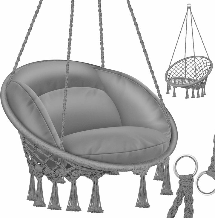 KESSER® Hängesessel mit Kissen - Chill Hängestuhl zum Aufhängen für Erwachsene & Kinder Hängematte b